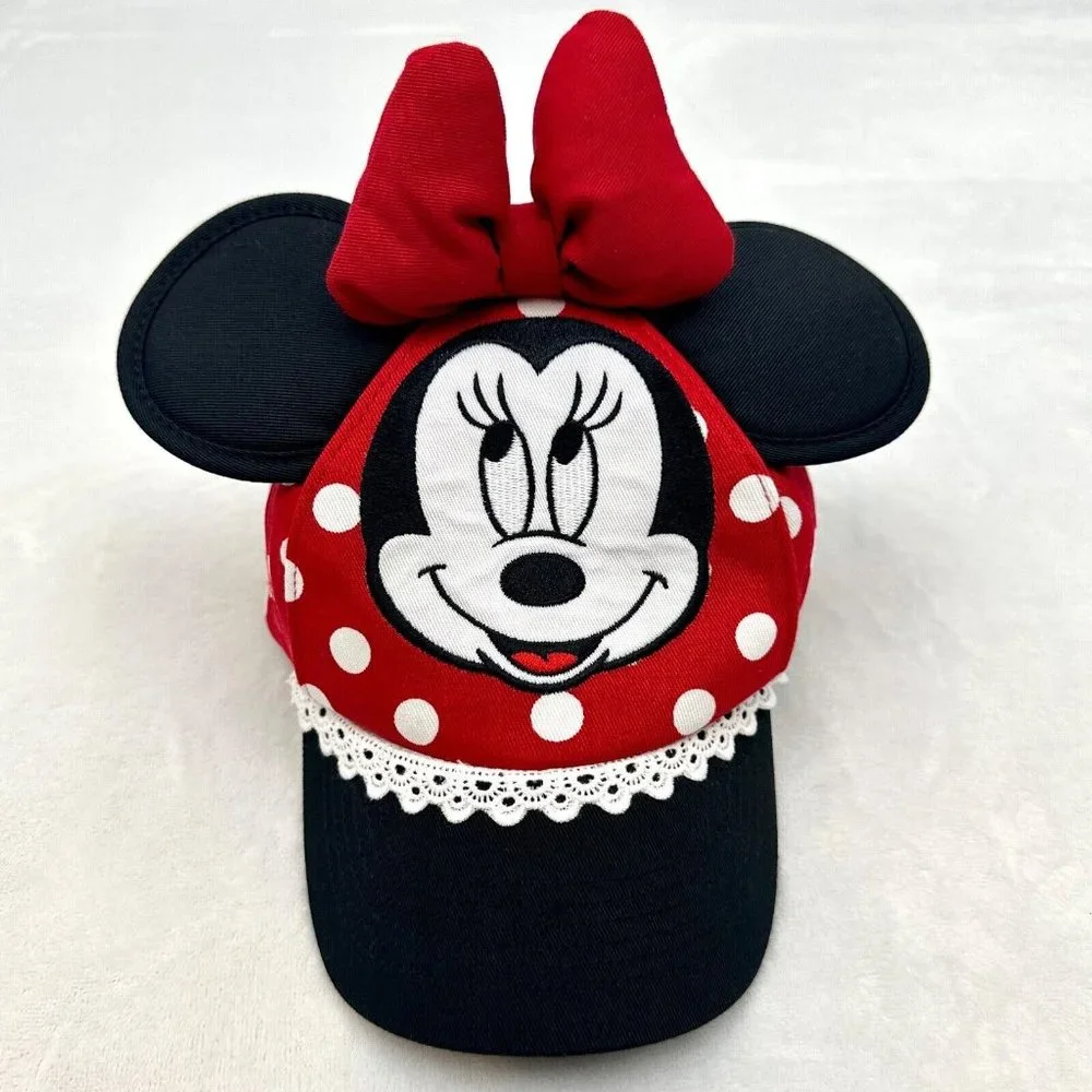 Disney Parks Minnie Mouse Snapback Adjustable Toddler Size Cap Hat Red Black